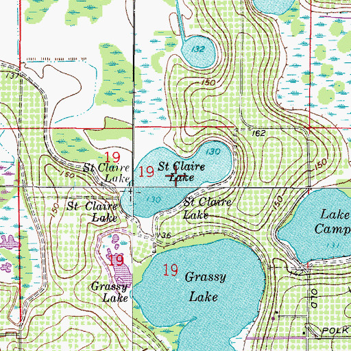 Topographic Map of Saint Claire Lake, FL