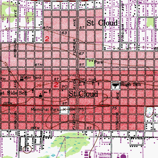 Topographic Map of Saint Cloud, FL