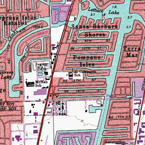 Topographic Map of Saint Coleman School, FL