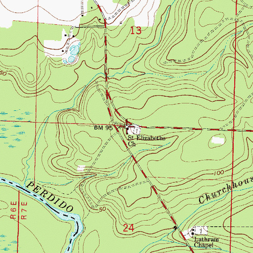 Topographic Map of Saint Elizabeths Church, FL