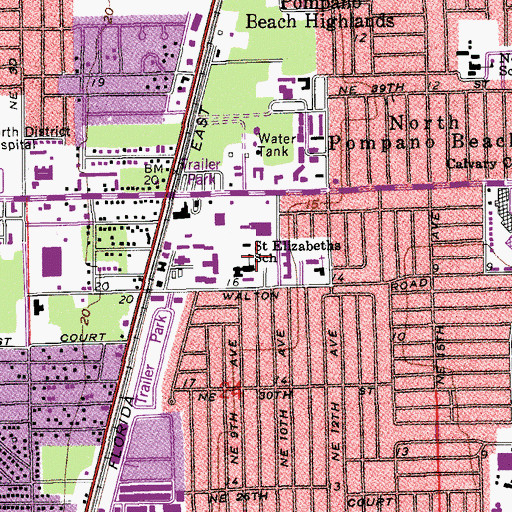 Topographic Map of Saint Elizabeths School, FL