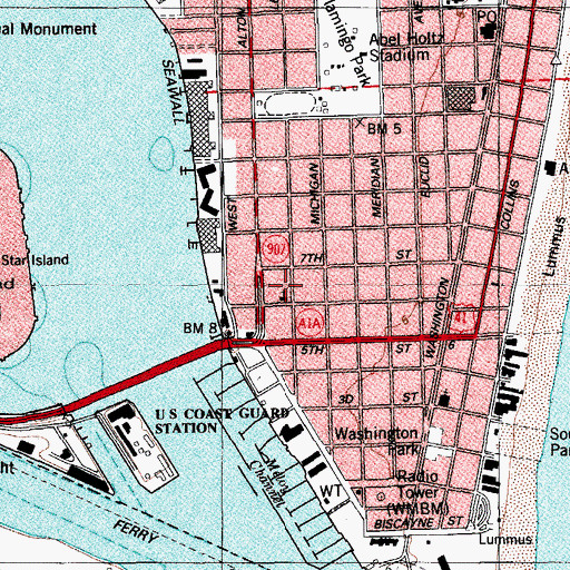 Topographic Map of Saint Francis de Sales Church, FL