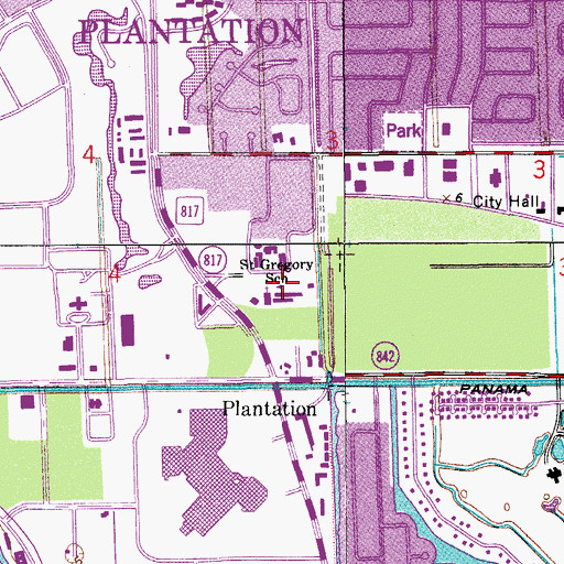 Topographic Map of Saint Gregory School, FL