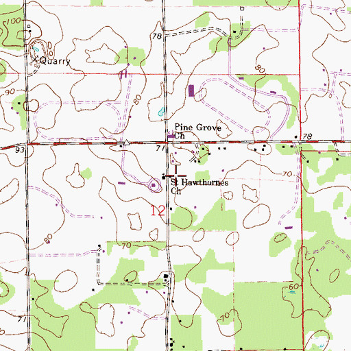 Topographic Map of Saint Hawthorne Primitive Baptist Church, FL