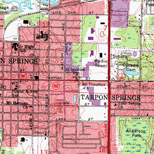 Topographic Map of Saint Ignatius Church, FL