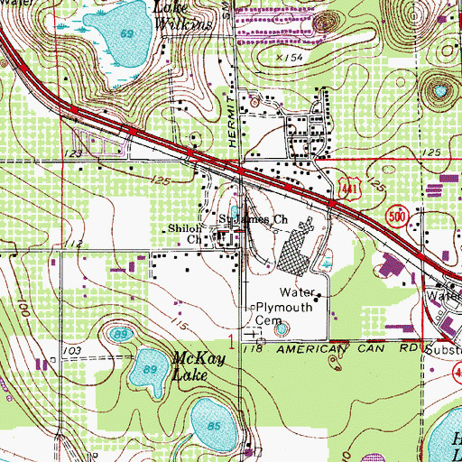 Topographic Map of Saint James Church, FL