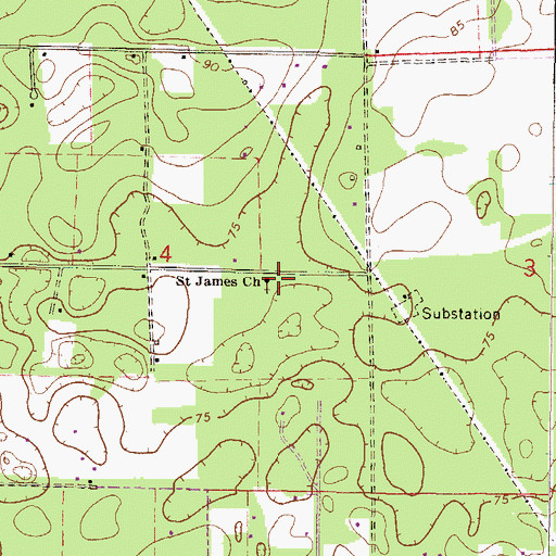 Topographic Map of Saint James Missionary Baptist Church, FL