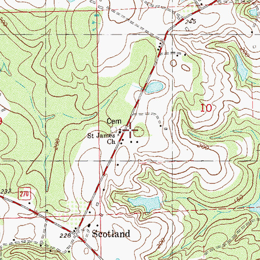 Topographic Map of Saint James Church, FL