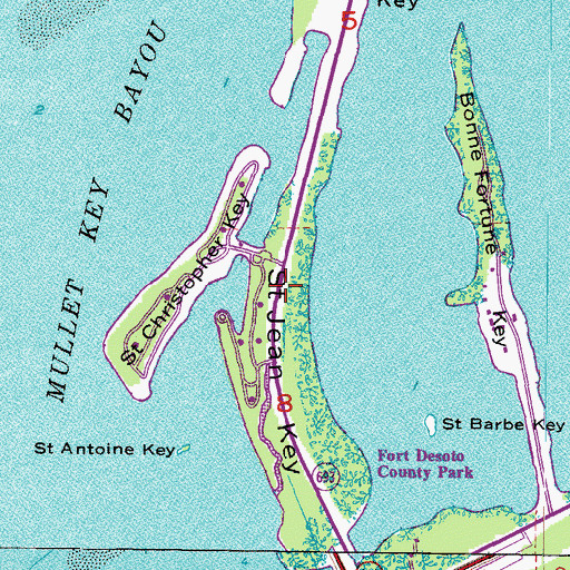 Topographic Map of Saint Jean Key, FL