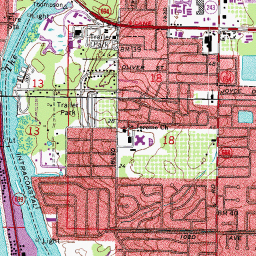 Topographic Map of Saint Jerome Church, FL