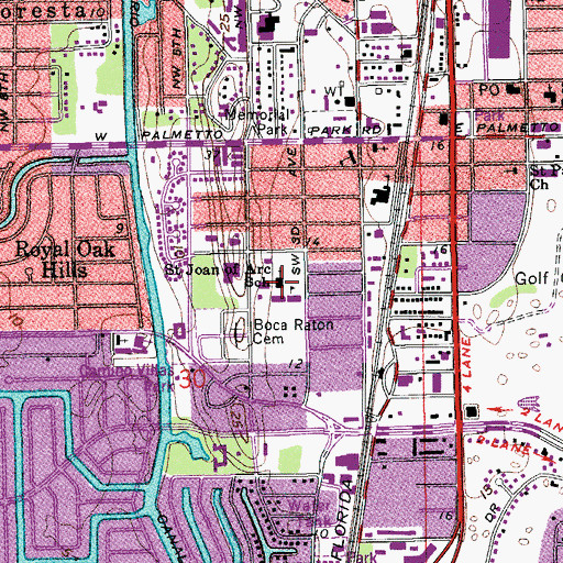 Topographic Map of Saint Joan of Arc School, FL