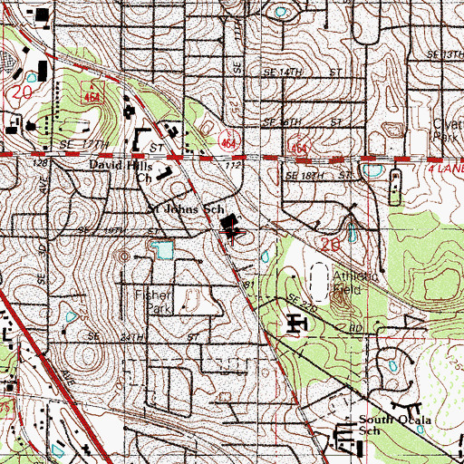 Topographic Map of Saint John Lutheran Church, FL