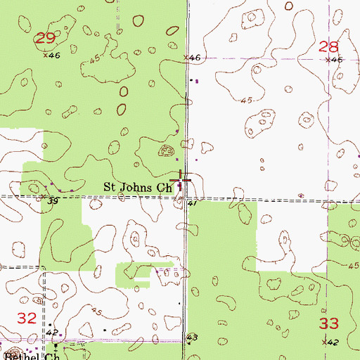 Topographic Map of St. John Missionary Baptist Church, FL