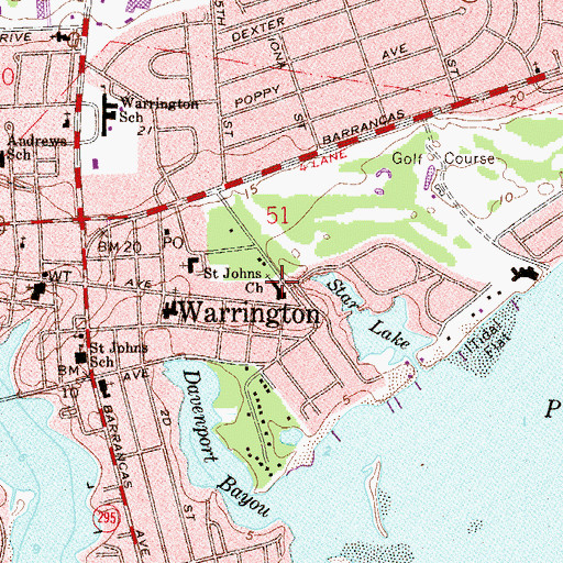 Topographic Map of Saint Johns Church, FL