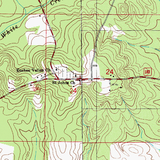 Topographic Map of Saint Johns Church, FL