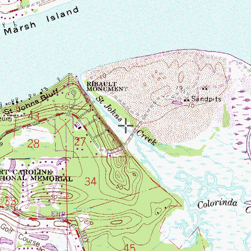 Topographic Map of Saint Johns Creek, FL