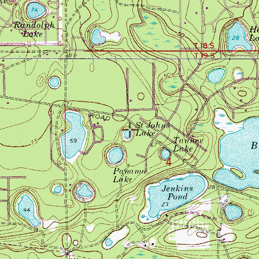 Topographic Map of Saint Johns Lake, FL