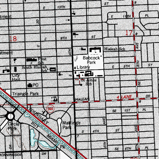 Topographic Map of Saint Johns School, FL