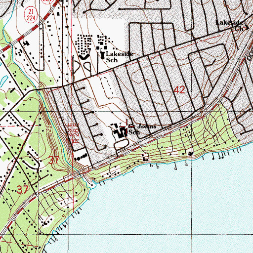 Topographic Map of Saint Johns School, FL