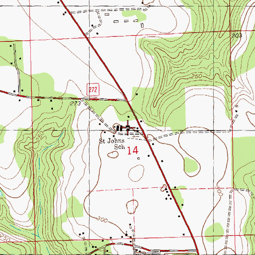 Topographic Map of Saint Johns School, FL