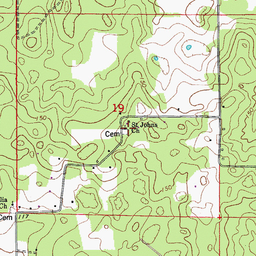 Topographic Map of Saint Johns School, FL