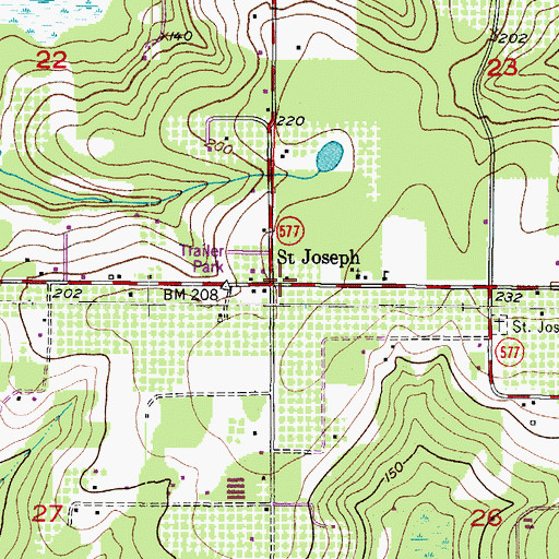 Topographic Map of Saint Joseph, FL