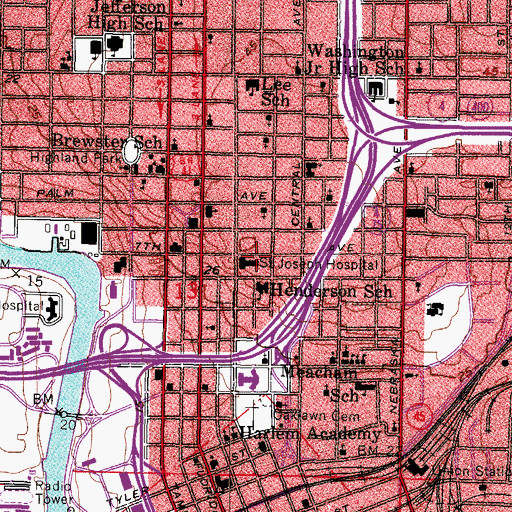 Topographic Map of Saint Joseph Hospital, FL