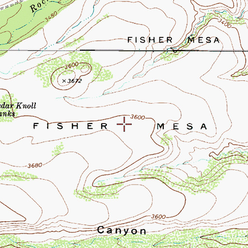 Topographic Map of Fisher Mesa, AZ