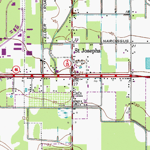 Topographic Map of Saint Josephs, FL
