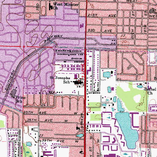 Topographic Map of Saint Josephs School, FL