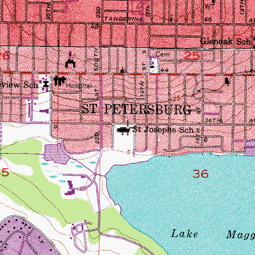 Topographic Map of Saint Josephs School, FL
