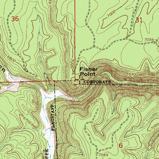 Topographic Map of Fisher Point, AZ