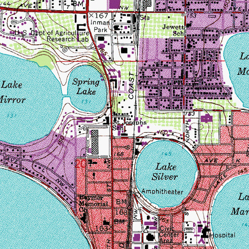 Topographic Map of Saint Josephs School, FL