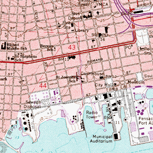Topographic Map of Saint Josephs School, FL