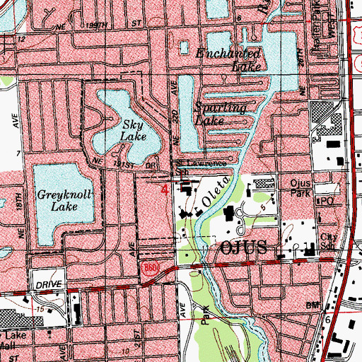 Topographic Map of Saint Lawrence School, FL