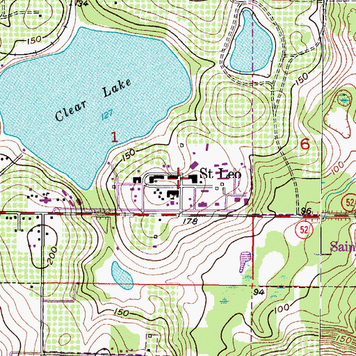 Topographic Map of Saint Leo, FL
