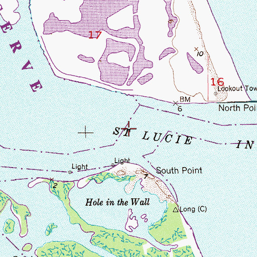 Topographic Map of Saint Lucie Inlet, FL