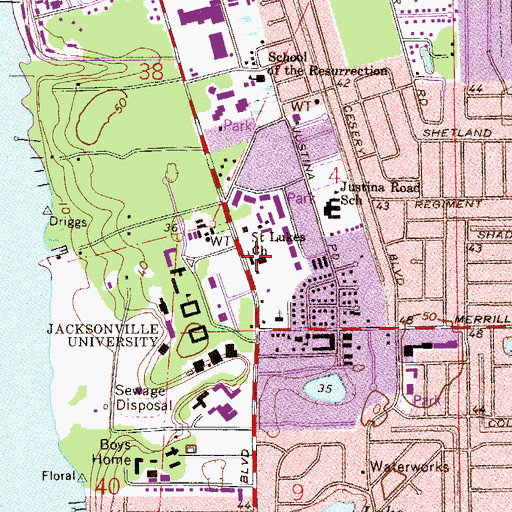 Topographic Map of Saint Lukes Church, FL
