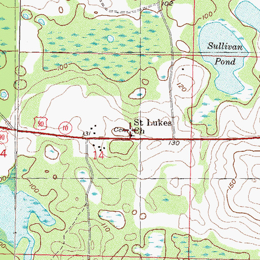 Topographic Map of Saint Lukes Church, FL