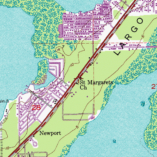 Topographic Map of Saint Margarets Church, FL