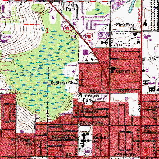 Topographic Map of Saint Marks Church, FL