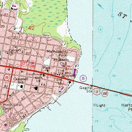 Topographic Map of Saint Marks Catholic Church, FL