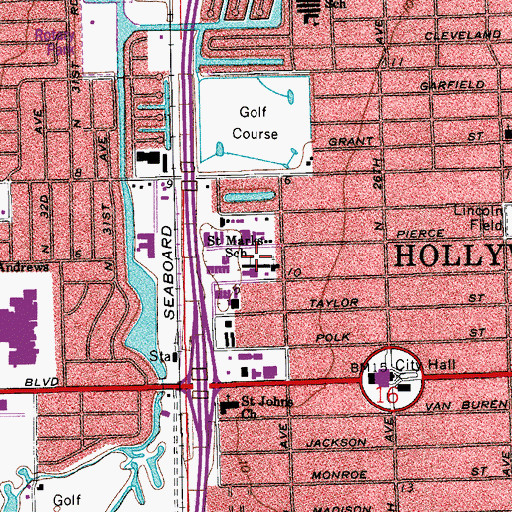 Topographic Map of Saint Marks School, FL