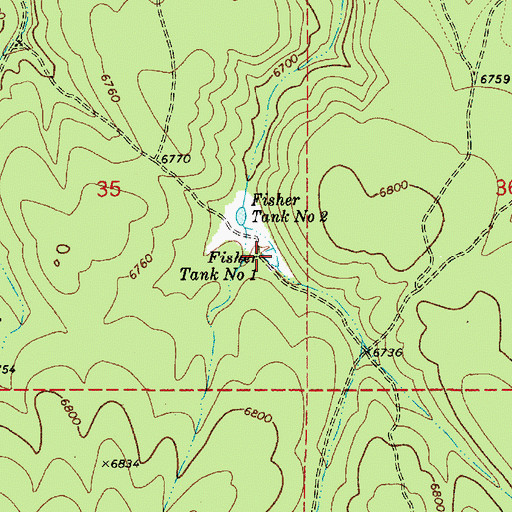 Topographic Map of Fisher Tank Number One, AZ