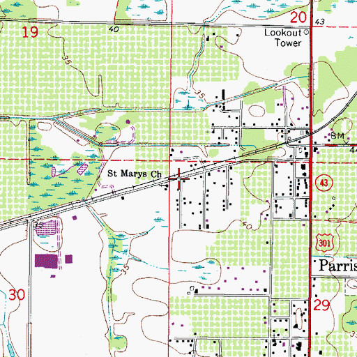 Topographic Map of Saint Marys Church, FL