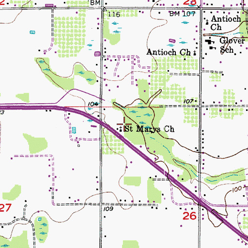 Topographic Map of Saint Marys Church, FL