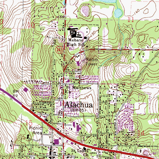 Topographic Map of New Saint Mary Missionary Baptist Church, FL
