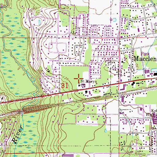 Topographic Map of Saint Marys Church, FL