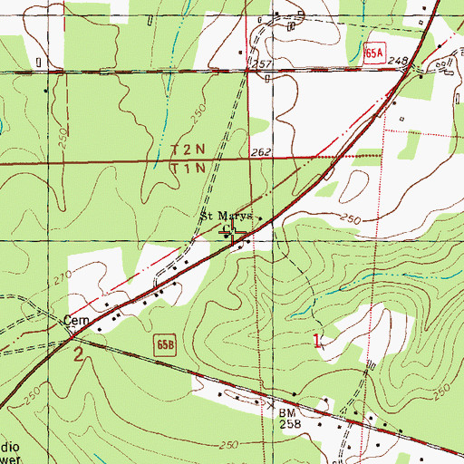 Topographic Map of Saint Marys Church, FL