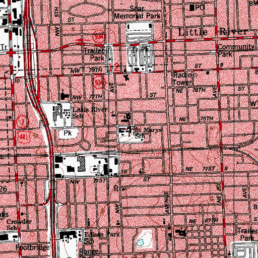Topographic Map of Saint Marys School, FL
